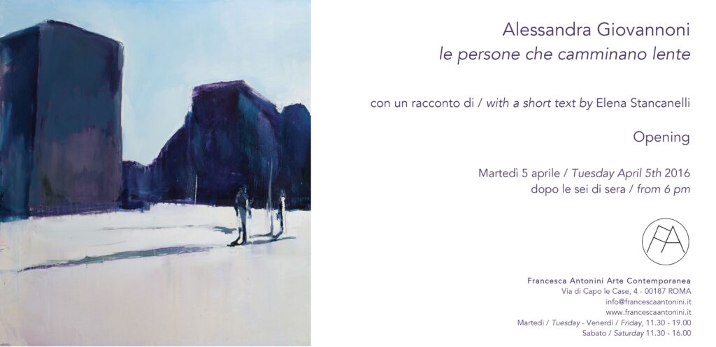 “Le persone che camminano lente” alla Francesca Antonini Arte Contemporanea