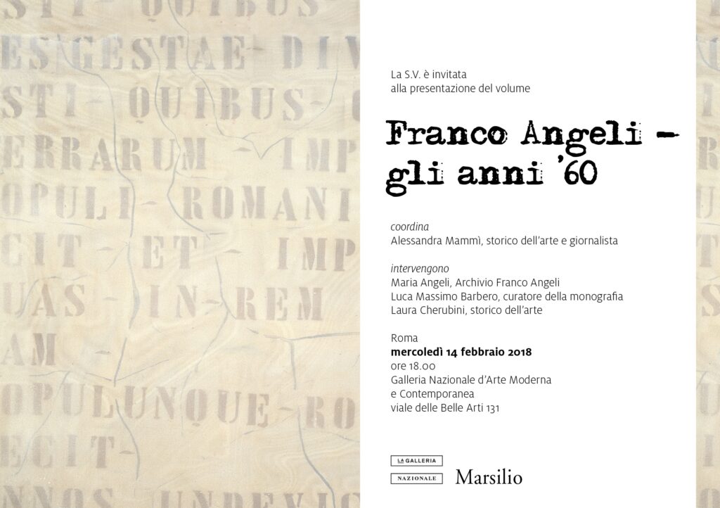 GNAM. Presentazione della prima monografia dedicata a Franco Angeli