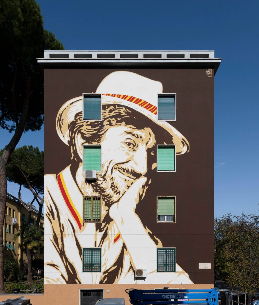 “D’après Gigi”, il nuovo murale di Lucamaleonte dedicato a Gigi Proietti. Foto