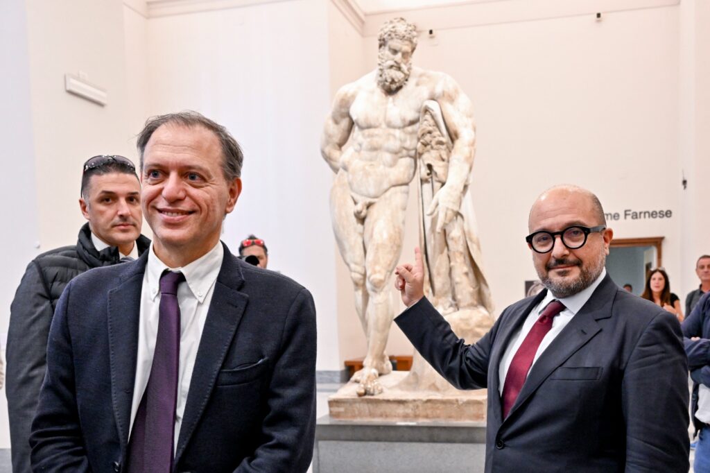 Il Ministro della Cultura Sangiuliano in visita al MANN di Napoli