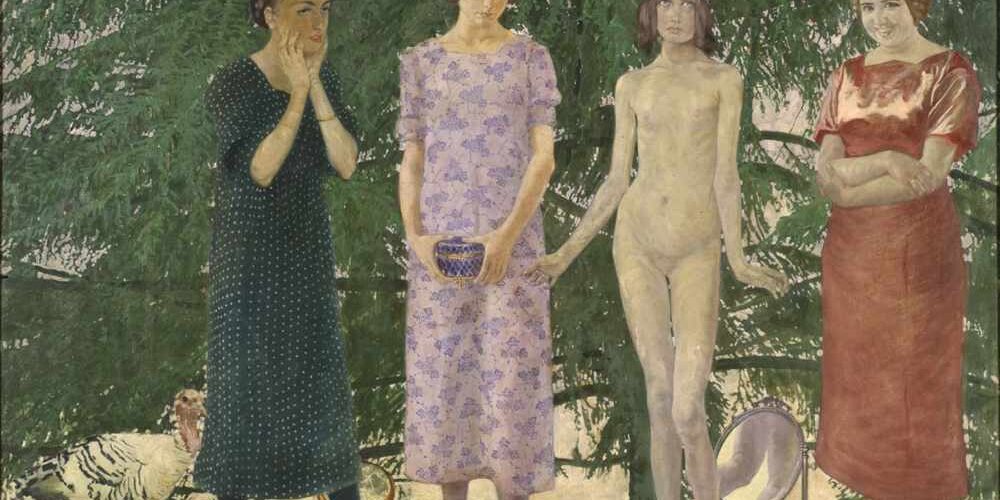 1_Felice-Casorati-Le-signorine-1912-tecnica-mista-su-tela. Felice Casorati, Le signorine, 1912, tecnica mista su tela. 2022 © Archivio Fotografico – Fondazione Musei Civici di Venezia, Ca’ Pesaro – Galleria Internazionale d’Arte Moderna, acquisto del Comune di Venezia alla Biennale, 1912 © Felice Casorati, by SIAE 2023