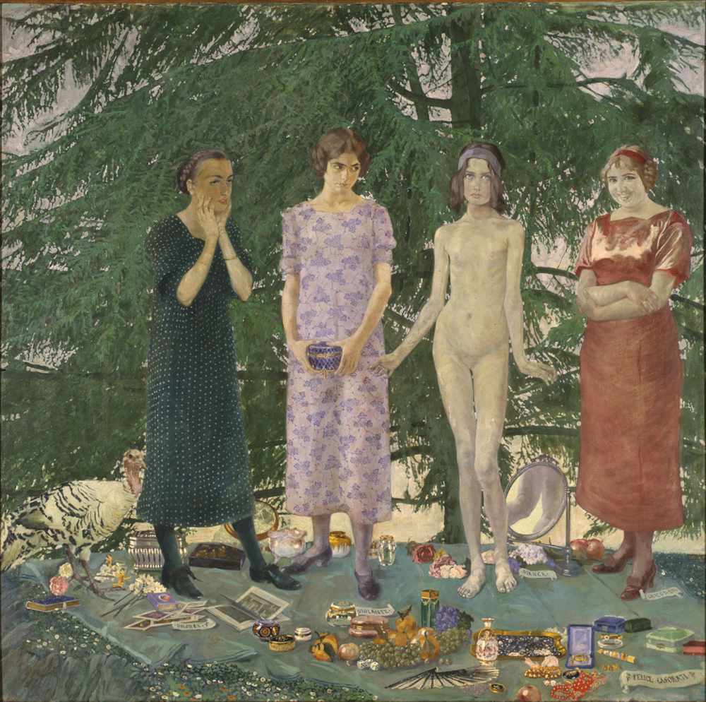 Felice Casorati, Le signorine, 1912, tecnica mista su tela. 2022 © Archivio Fotografico – Fondazione Musei Civici di Venezia, Ca’ Pesaro – Galleria Internazionale d’Arte Moderna, acquisto del Comune di Venezia alla Biennale, 1912 © Felice Casorati, by SIAE 2023