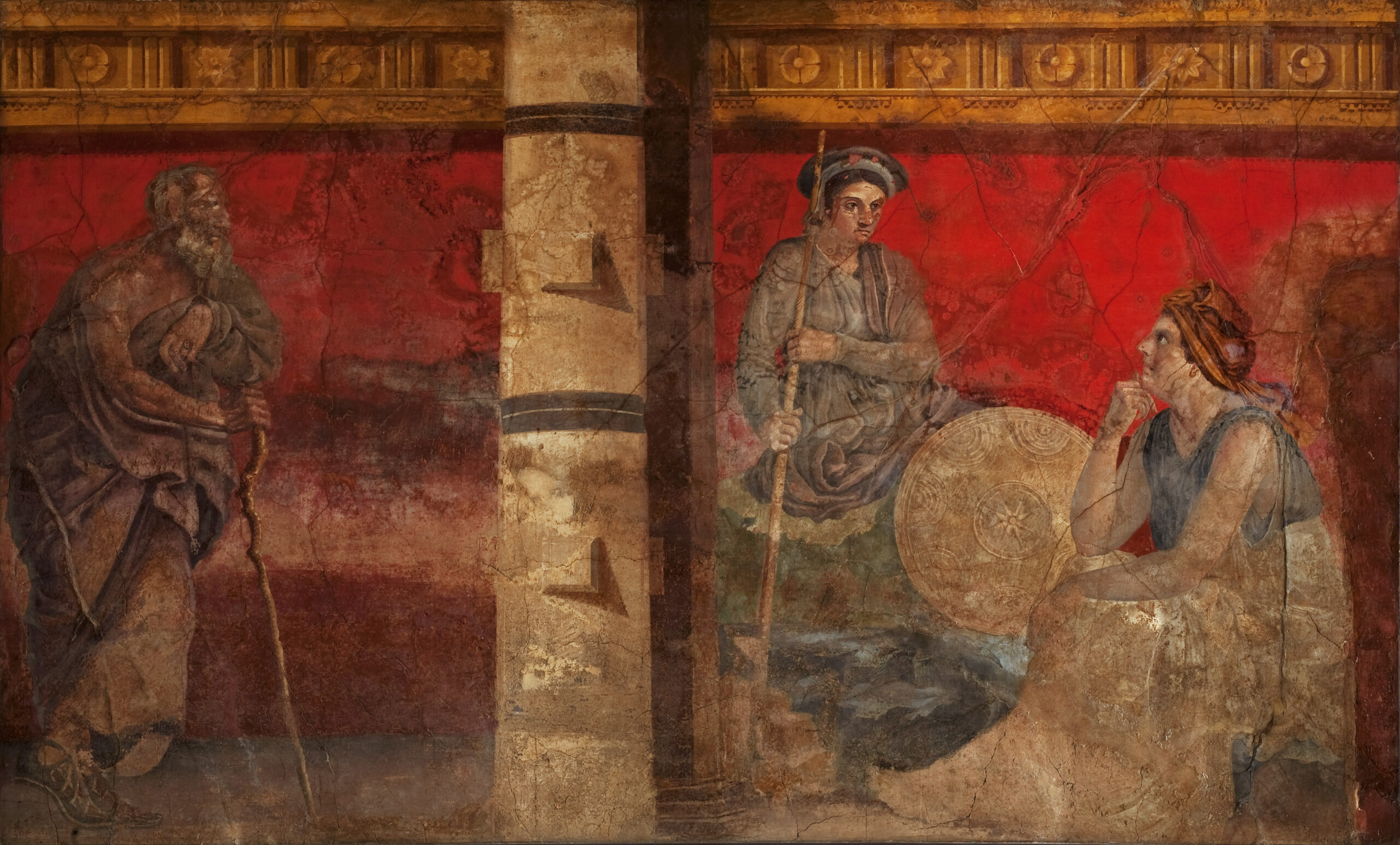 Filosofo con Macedonia e Persia Boscoreale, Villa di Fannio Sinistore, oecus (H), parete ovest Affresco, 240 x 345 cm MANN, Inv. s.n. inv. 906 1 secolo a.C. - II stile