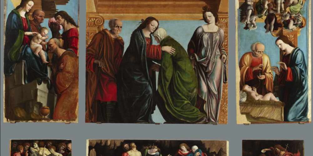 Pedro Fernández Murcia, documentato a Napoli e Gerona dal 1510 al 1519 Polittico della Visitazione 1508-1510 circa olio su tavola Napoli, Museo e Real Bosco di Capodimonte inv. Q 801, 796, 96, 795