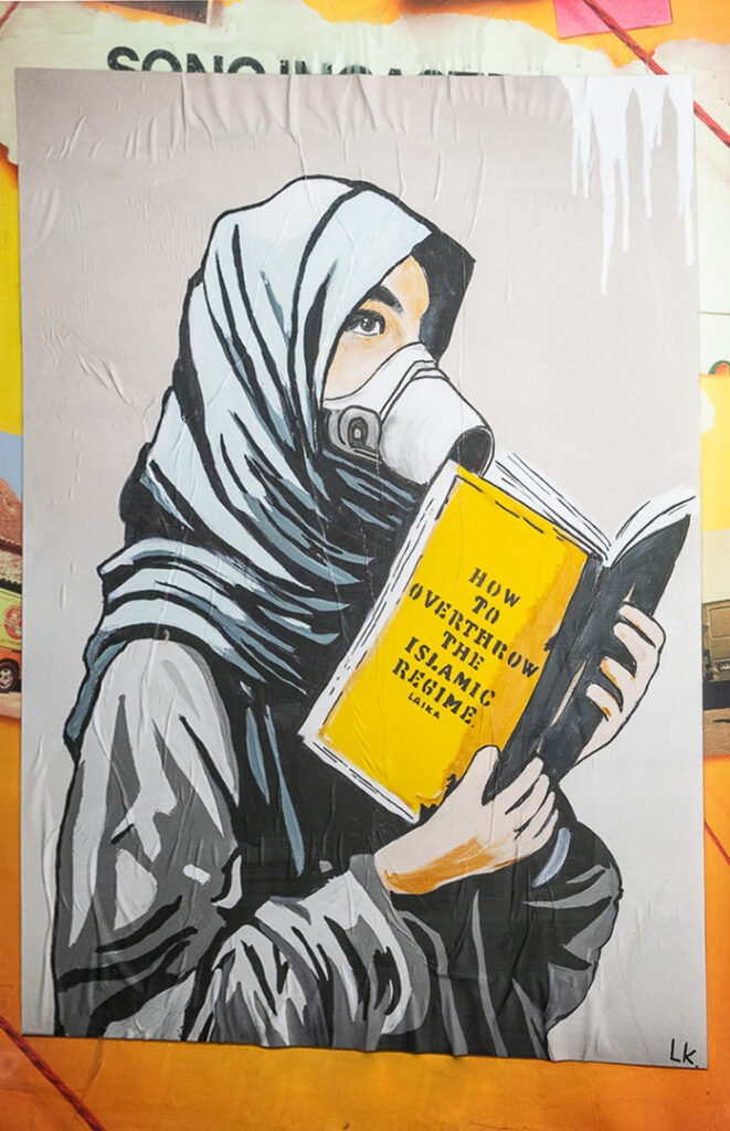La street artist Laika a sostegno delle donne iraniane