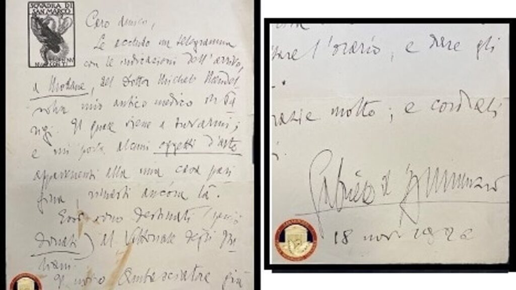 I Carabinieri Tpc restituiscono lettera di D’Annunzio trafugata dalla Biblioteca Centrale di Roma 