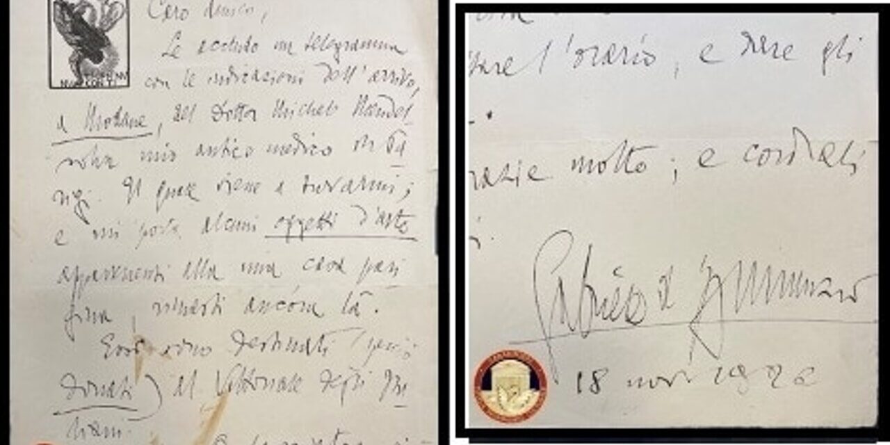Lettera autografa di D'Annunzio restituita alla Biblioteca Nazionale di Roma