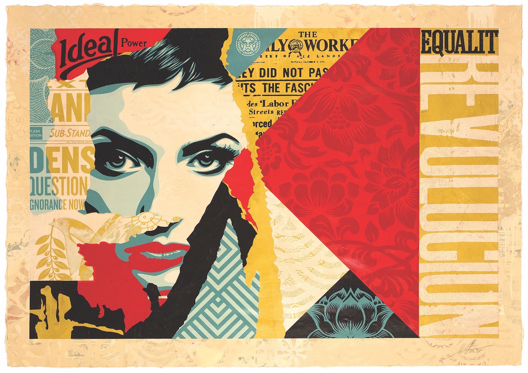 Shepard Fairey OBEY-Ideal Power (2018)-dition 3_12-Silkscreen and Mixed Media Collage on Paper, HPM-121 x 85 cm