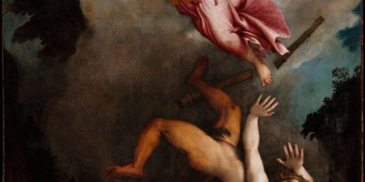 Lorenzo Lotto, San Michele arcangelo caccia Lucifero, 1545 ca., Olio su tela, 167 x 135 cm, Museo Pontificio Santa Casa, Loreto © Delegazione Pontificia Santuario della Santa Casa di Loreto e Distori Heritage, UNIVPM