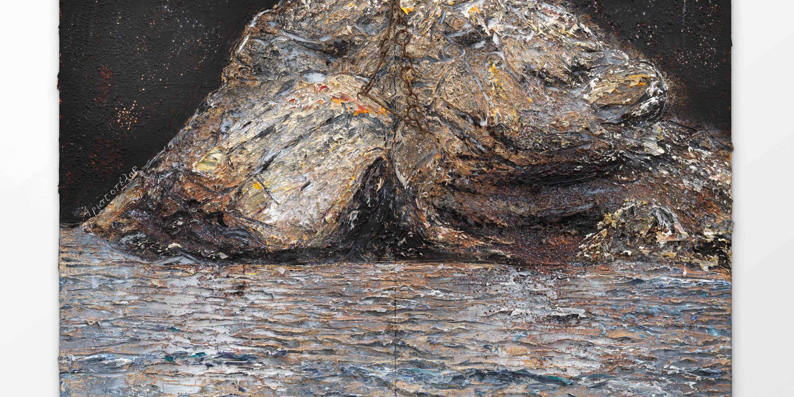 ANSELM KIEFER Alexander the Great, 2021 Emulsion, oil, shellac, acrylic, chalk, steel on canvas 280 x 380 cm / 110 x 149.5 in Courtesy Galleria Lorcan O’Neill