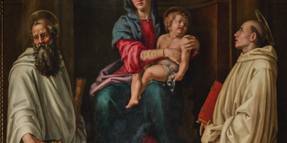 Fig. 1 Madonna col Bambino in trono con un angelo musicante tra i santi Benedetto e Bernardo – Pala Lotti con cornice_Pier Francesco Foschi Pier Francesco Foschi (1502-1567) Madonna col Bambino in trono con un angelo musicante tra i santi Benedetto e Bernardo (Pala Lotti) 1523-1526 olio su tavola; 214 x 173 cm Firenze, Chiesa di San Barnaba Foto Cristian Ceccanti
