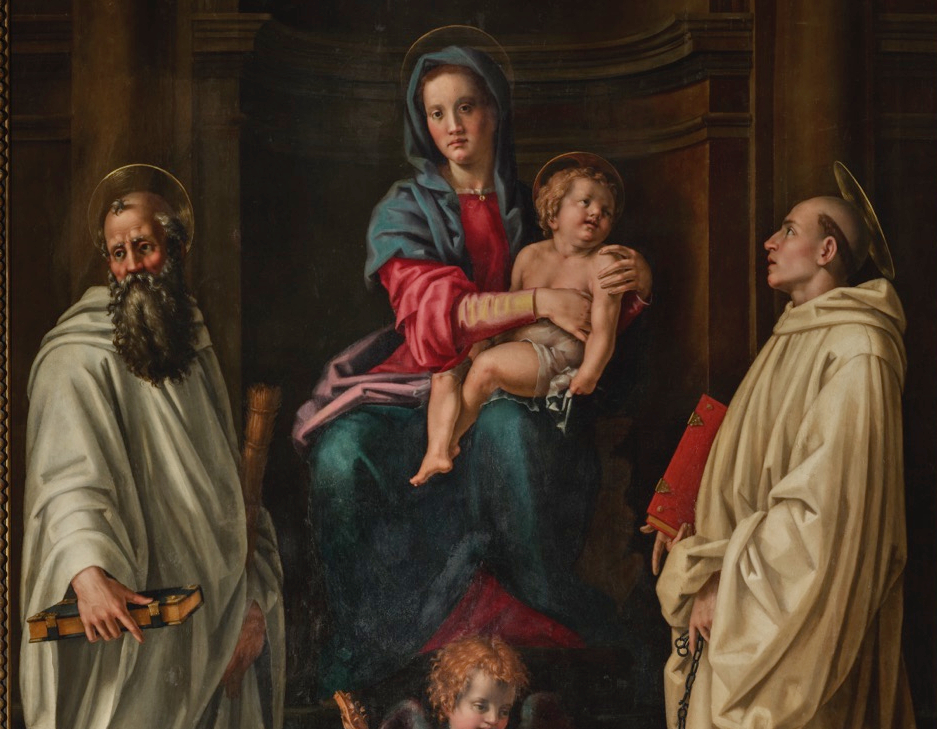 Pier Francesco Foschi (1502-1567) Madonna col Bambino in trono con un angelo musicante tra i santi Benedetto e Bernardo (Pala Lotti) 1523-1526 olio su tavola; 214 x 173 cm Firenze, Chiesa di San Barnaba Foto Cristian Ceccanti