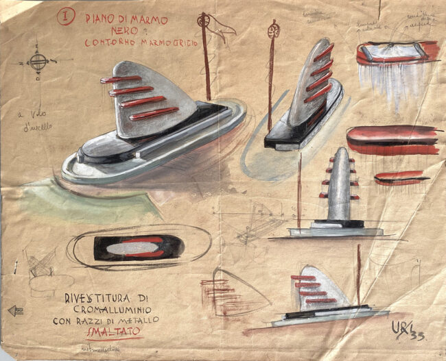 Giuseppe Ursi, Progetto di fontana 1933 tecnica mista cm 35x50 Archivio Storico della Società Umanitaria Milano