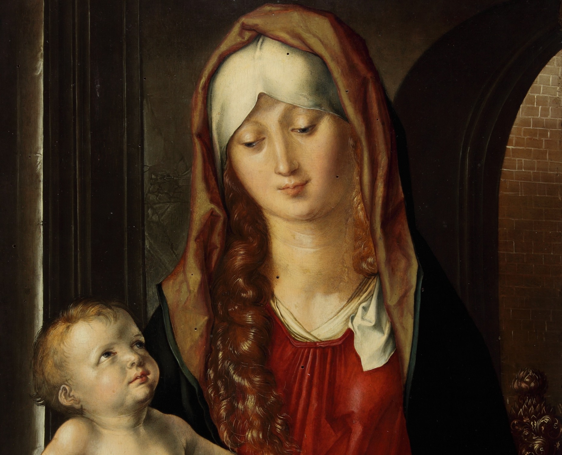 Albrecht Dürer, "Madonna Col Bambino", 1495, Olio Su Tavola, 47,8 x 36,5 cm, Fondazione Magnani Rocca, Mamiano di Traversetolo (PR) - dettaglio