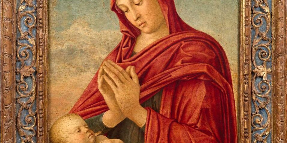 Giovanni Bellini, Madonna in adorazione con bambino dormiente, tempera su tavola, 1470 circa Fondazione Luciano Sorlini Museo MarteS, Calvagese della Riviera (Brescia)