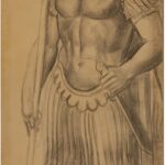 Achille Funi, Legionari romani II, 1931 ca., tecnica mista su carta applicata su cartone, cm 225,5 x 81