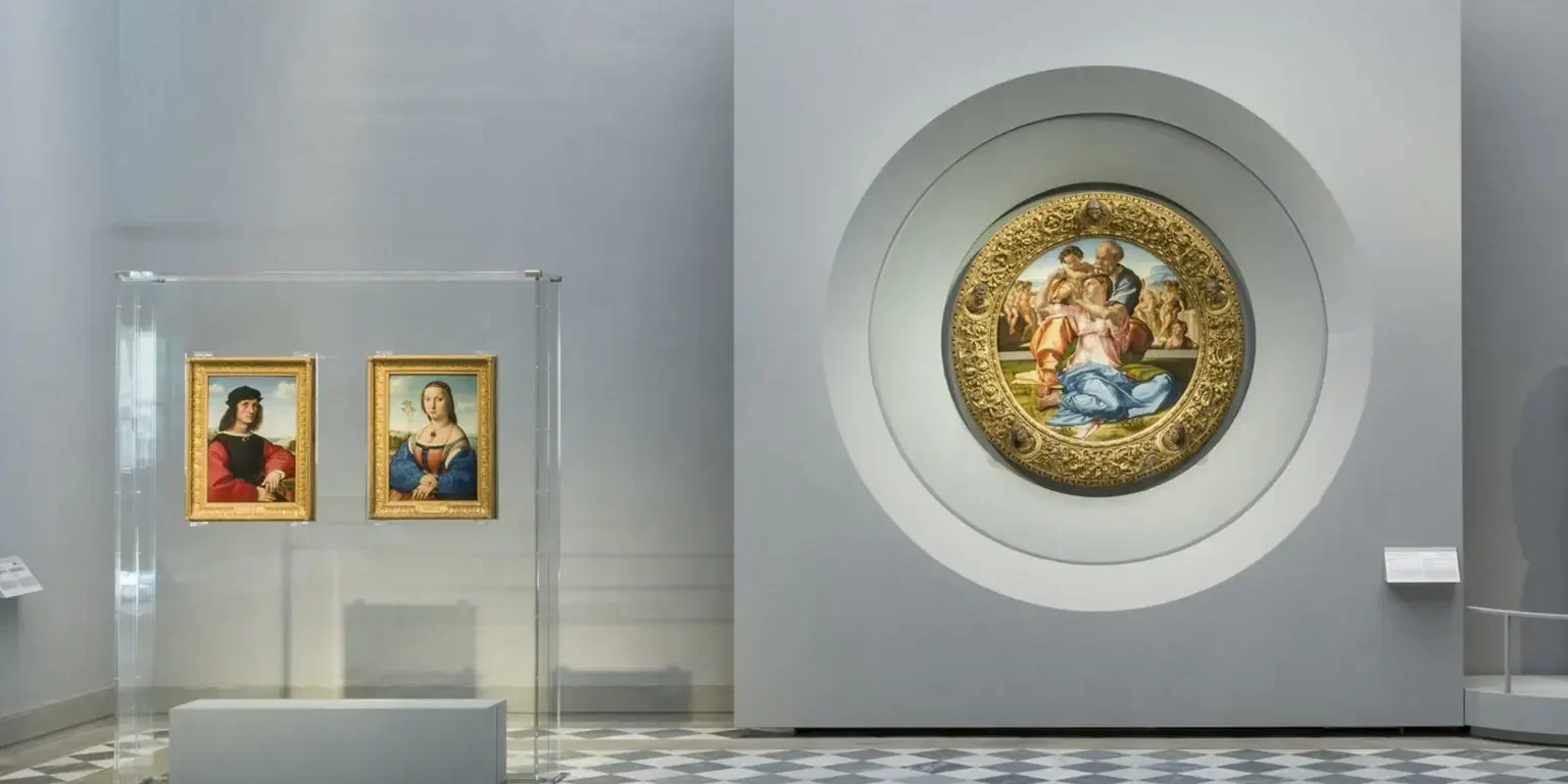 Uffizi, il ritratto dei coniugi Doni di Raffaello accanto al Tondo Doni di Michelangelo