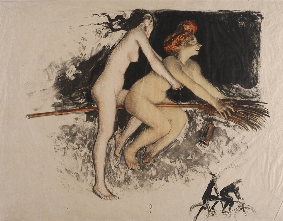 Jean Veber, Streghe moderne - litografia a colori - Collezione Invernizzi
