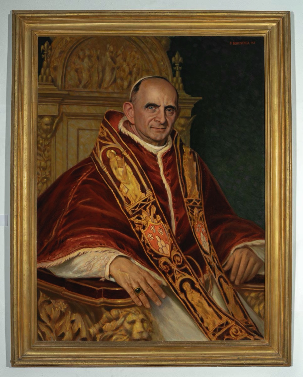Francesco Bencivenga, RITRATTO DI PAOLO VI, XX secolo, Olio su tela, 110 x 143 cm. Ph BAMS RODELLA