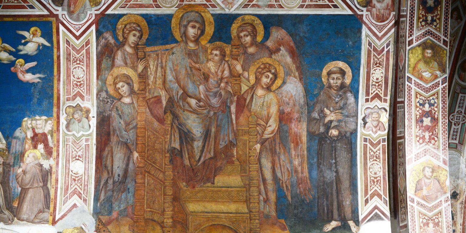 "Madonna in trono col bambino, angeli e san Francesco" di Cimabue, nota come la Maestà di Assis