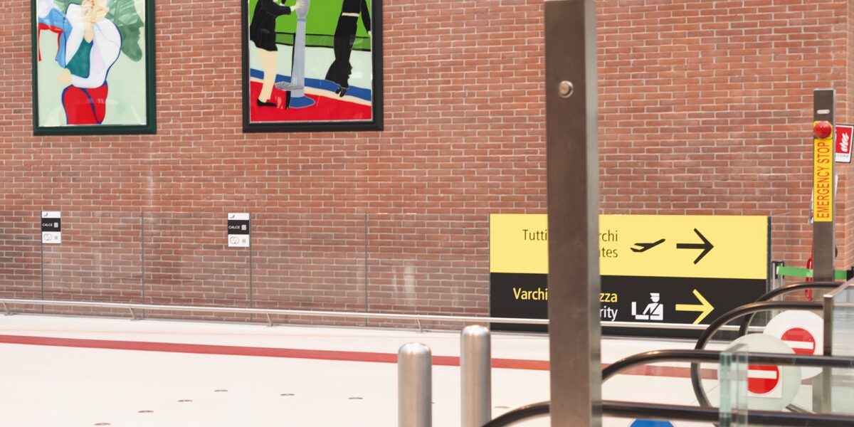 Arturo Calce, Il Pensante (left) and Point of View (right), 2018-2019, spray paint of plexiglass, 190x160 cm, photo credit Marco Compiano courtesy of Cris Contini Contemporary