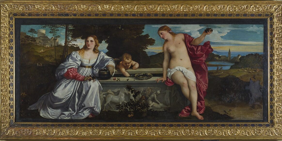 Tiziano Tiziano (Pieve di Cadore 1490 ca - Venezia 1576) Amor Sacro e Amor Profano/Sacred and Profane Love, about 1514 circa olio su tela oil on canvas, cm 118 x 278 Galleria Borghese, Roma © Galleria Borghese