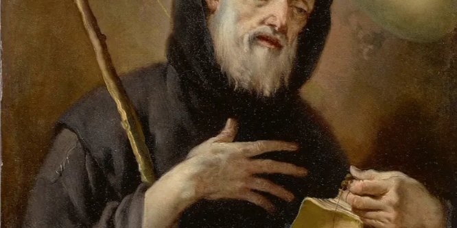 Giovanni Battista Tiepolo, San Francesco da Paola con in mano un rosario, un libro e un bastone.