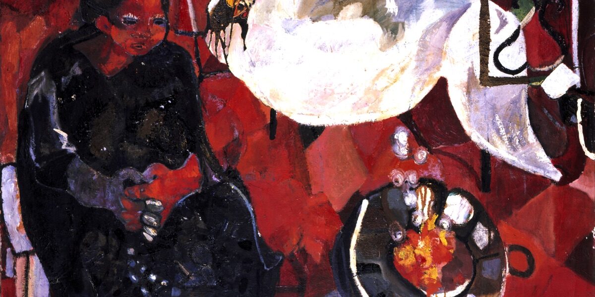 Miela Reina - Veglia davanti al braciere, 1958 - olio su tela - cm. 90x140 - Trieste, coll. Lia e Maurizio Zanei