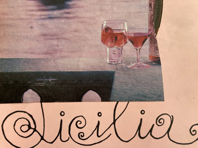 Flavio-Favelli-Sicilia-2024-particolare-di-collage-su-rivista-2 Flavio Favelli, Sicilia, 2024, particolare di collage su rivista