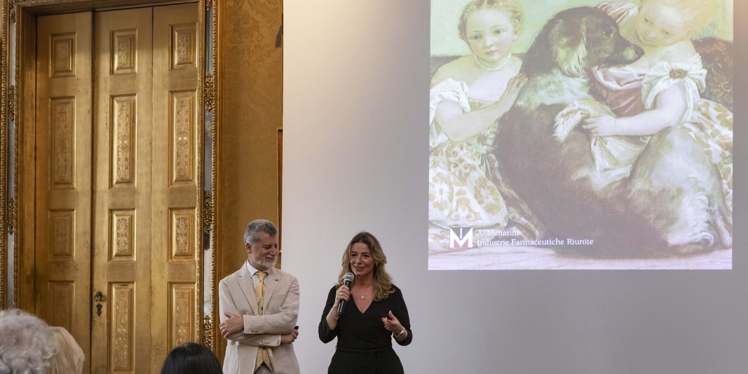 Giovanni Carlo Federico Villa e Valeria Speroni durante la presentazione del Volume d'Arte su Veronese a Palazzo Madama, a Torino