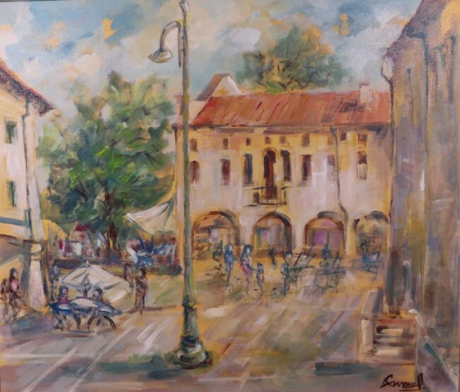 piazza-grande-dal-Duomo Sandro Pavan Piazza Grande del Duomo, 2023 Acrilico su tela cm 60 x 70