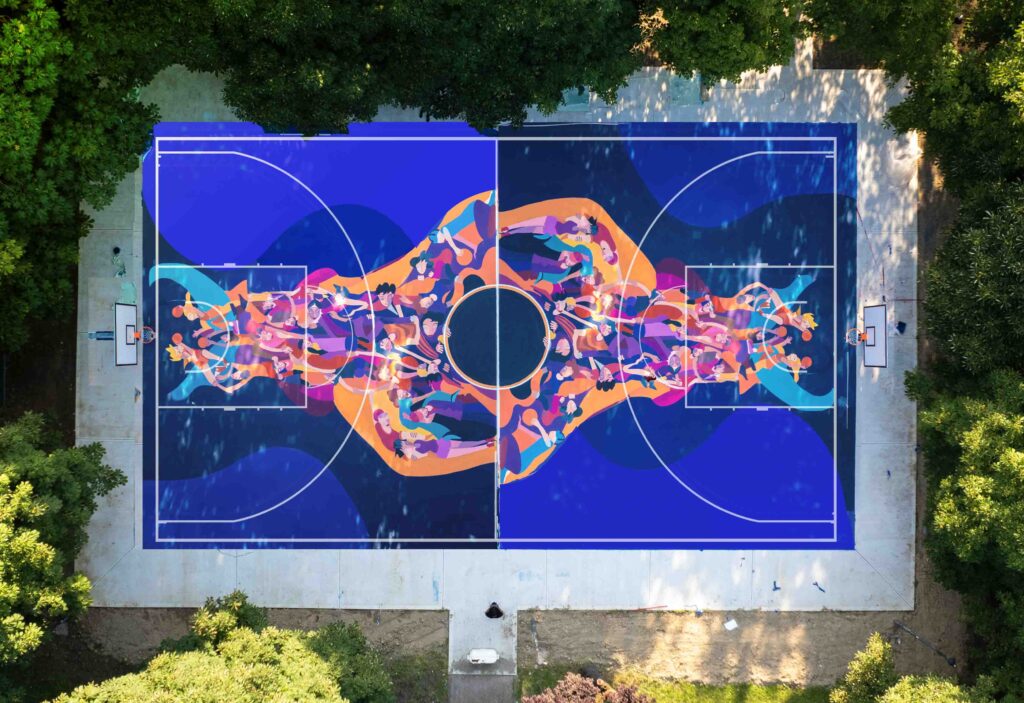 Uno spettacolare campo da basket d’artista a Piacenza