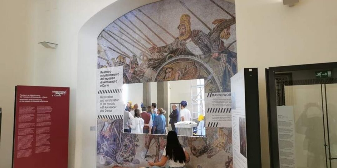 Mosaico di Alessandro, cantiere trasparente. ©MANN di Napoli