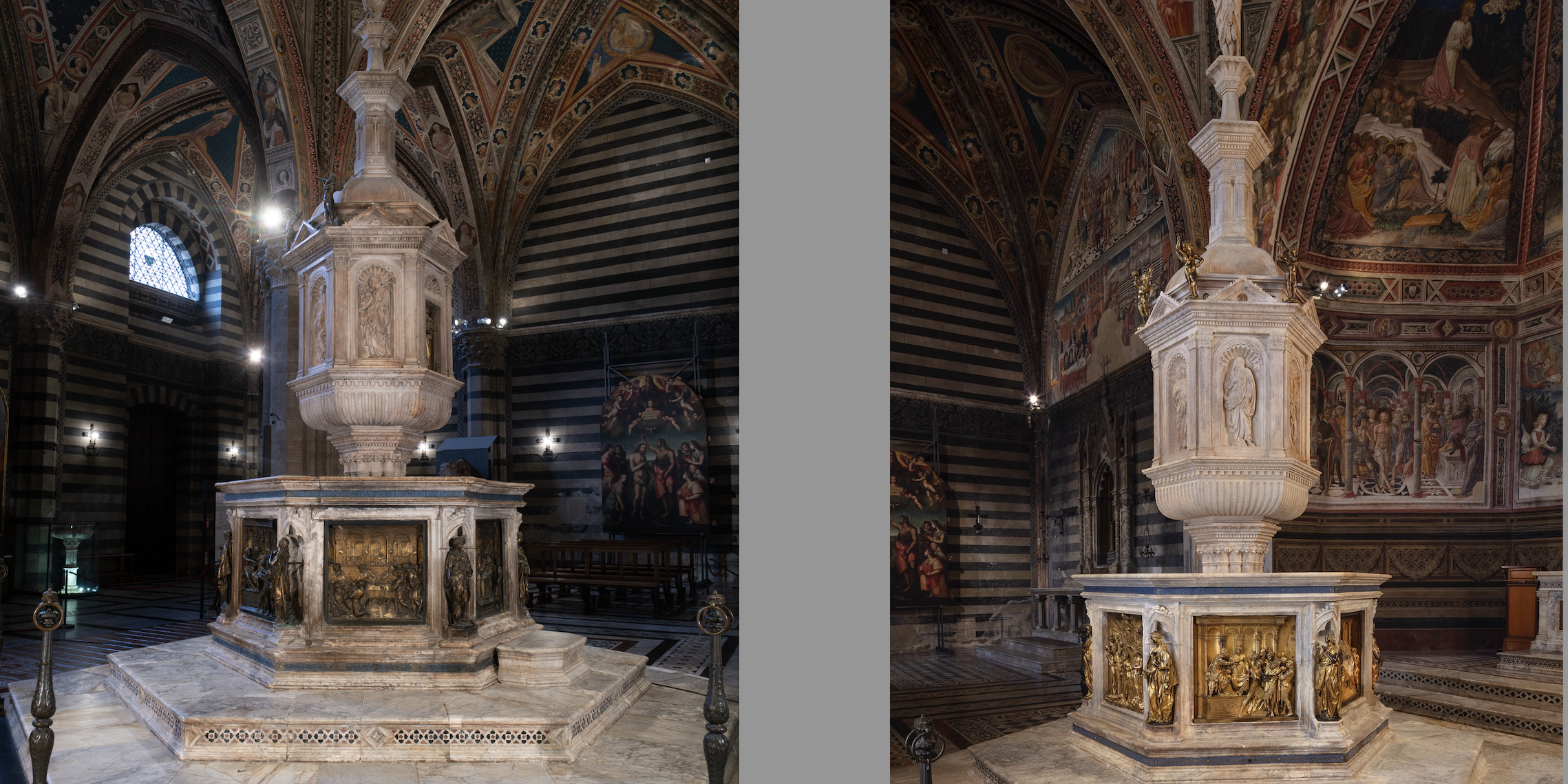 Fonte Battesimale prima del restauro. Foto Luca Betti Fonte Battesimale dopo il restauro. Foto Bruno Bruchi