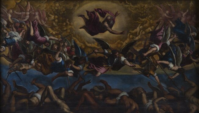 6_La caduta di Lucifero_0175_046874 La caduta di Lucifero Negretti Jacopo detto Jacopo Palma il Giovane, La caduta di Lucifero, olio su tela, 1515-1520 ca., cm 92,5 x 146 x 7 c.c., Galleria Borghese, Roma. © Galleria Borghese