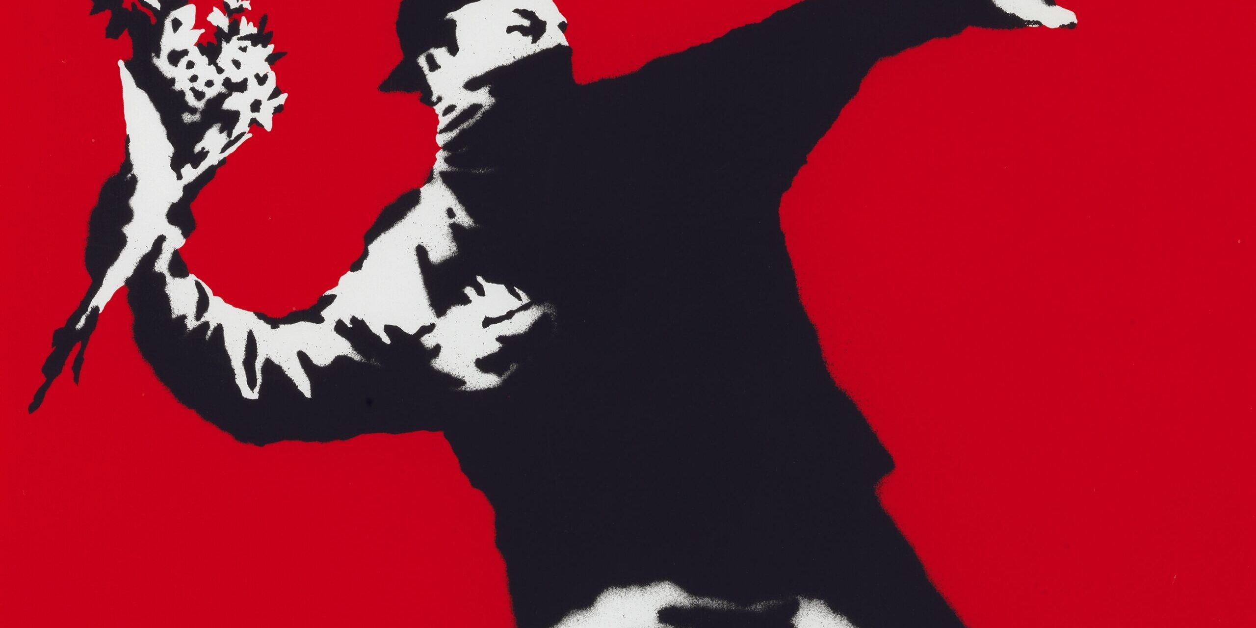 LOVE IS IN THE AIR (FLOWER THROWER) 2003 serigrafia su carta London (UK), Emilia and Alessandro Private Collection