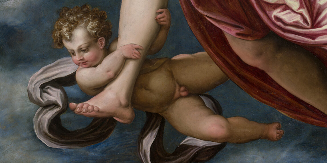 Giorgio Vasari, La Carità, dettaglio. Tavola, cm 266 x 153,4. Esterno, Milano, Pinacoteca di Brera Credit © Gallerie dell'Accademia, Archivio fotografico, foto Matteo De Fina, 2021, "su concessione del Ministero della Cultura"