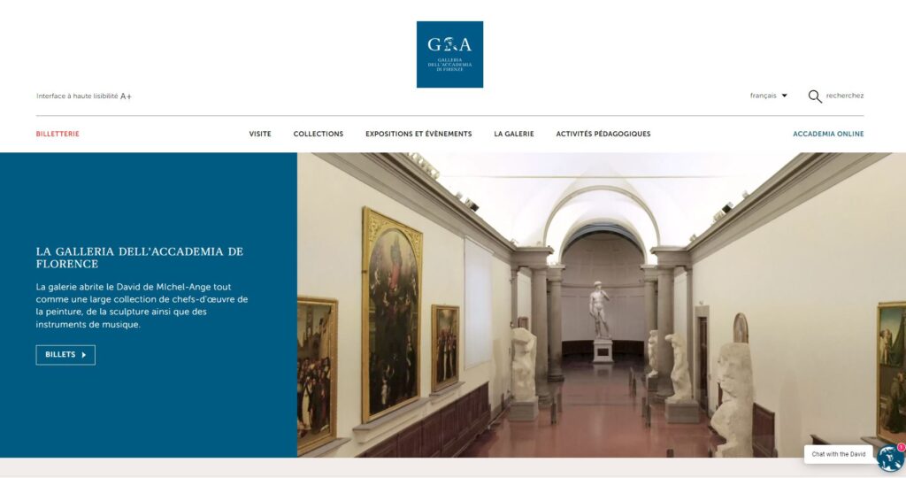 Il sito della Galleria dell’Accademia di Firenze in 4 nuove lingue