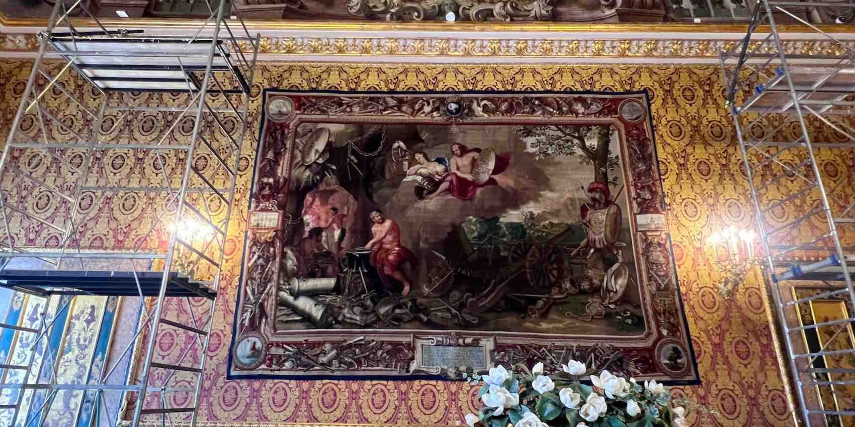 Montaggio arazzo dei Gobelins