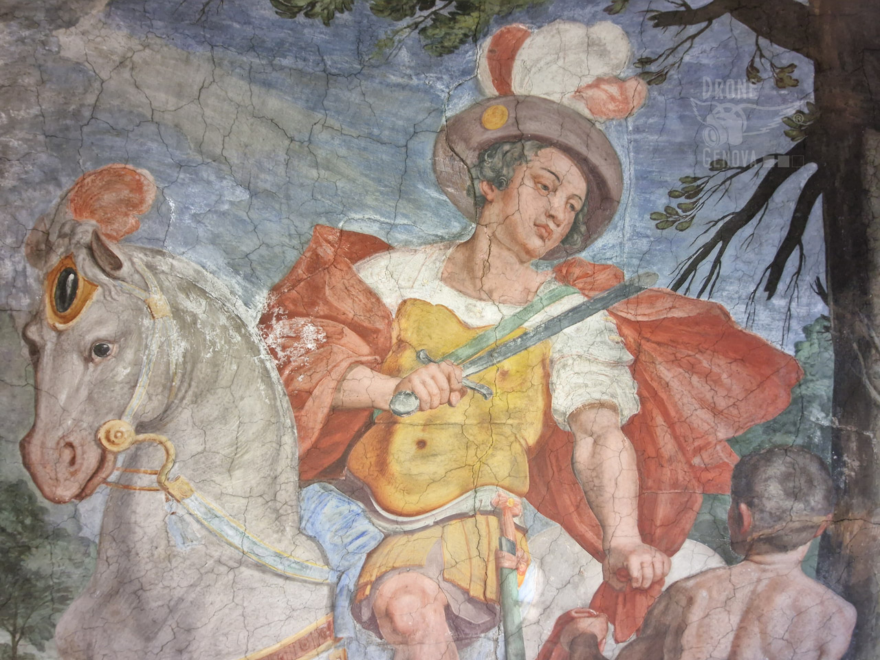 Particolare dell’affresco seicentesco nella Chiesa di San Martino di Albaro