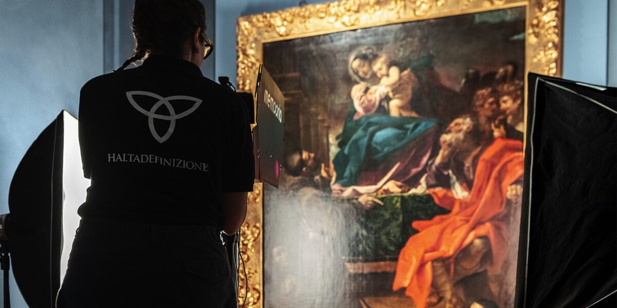 La Madonna col Bambino fra i Santi Giuseppe, Francesco ed i committenti, nota come La Carracina, opera di Ludovico Carracci riprodotta in gigapixel da Haltadefinizione