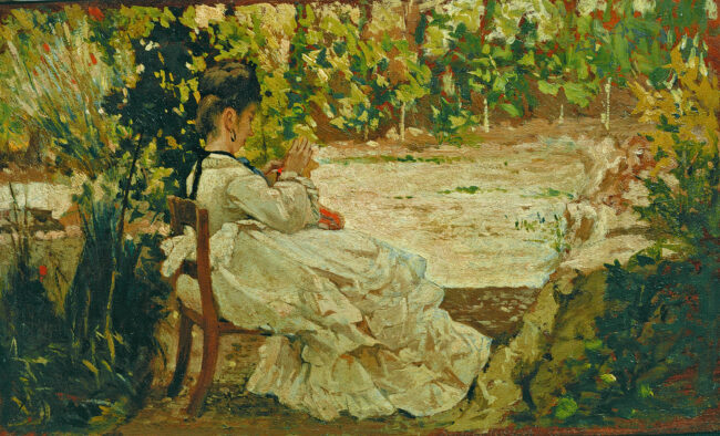 005.Signora in giardino_432_94834 Giovanni Fattori Signora in giardino 1875 circa Collezione privata