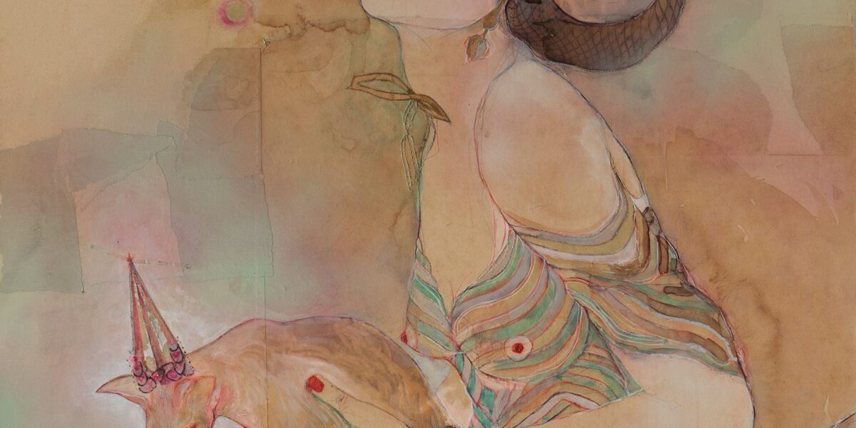 Elena Monzo, Paturnia, 150x100 cm, tecnica mista e collage su tela 2024