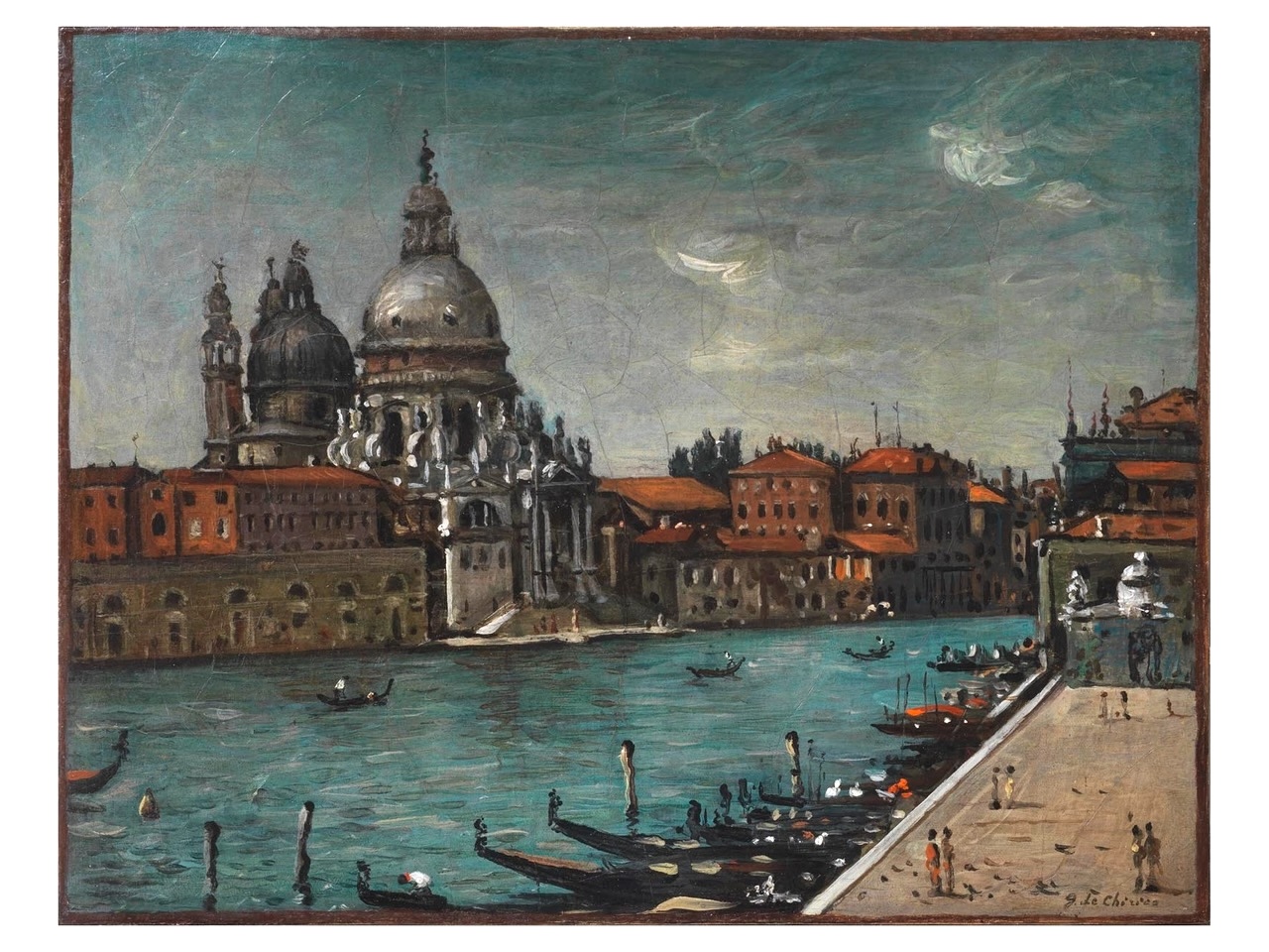 Giorgio de Chirico, Chiesa della Salute Venezia, fine anni Quaranta, olio su tela, cm 39,5 x 49,5