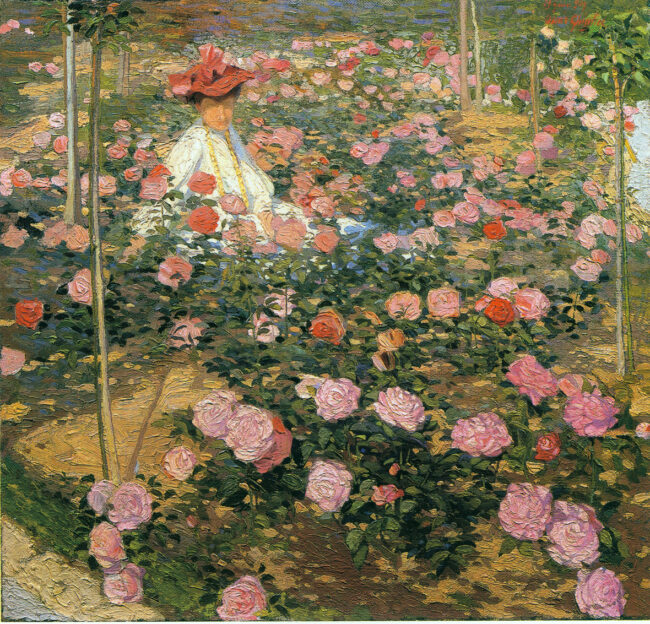 Oscar-Ghiglia-La-signora-Ojetti-nel-roseto-1907-olio-su-tela.-Courtesy-Societ-di-Belle-Arti-Viareggio Oscar Ghiglia, La signora Ojetti nel roseto, 1907, olio su tela. Courtesy Società di Belle Arti, Viareggio