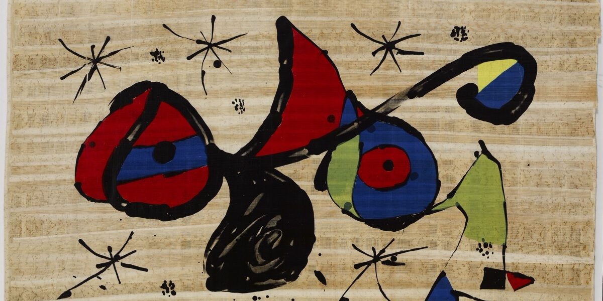 02_Joan Miró (1893-1983), Omaggio a Joan Mirò , Gouache e inchiostro su papiro, 1978 © joan Miró by SIAE 2025 Joan Miró Omaggio a Joan Mirò 1978 Gouache e inchiostro su papiro, 46,5x65,5 cm © Successió Miró, by SIAE 2025