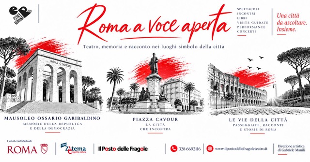 “Roma a voce aperta”, la città diventa racconto: teatro, letteratura e memoria nei luoghi simbolo della Capitale